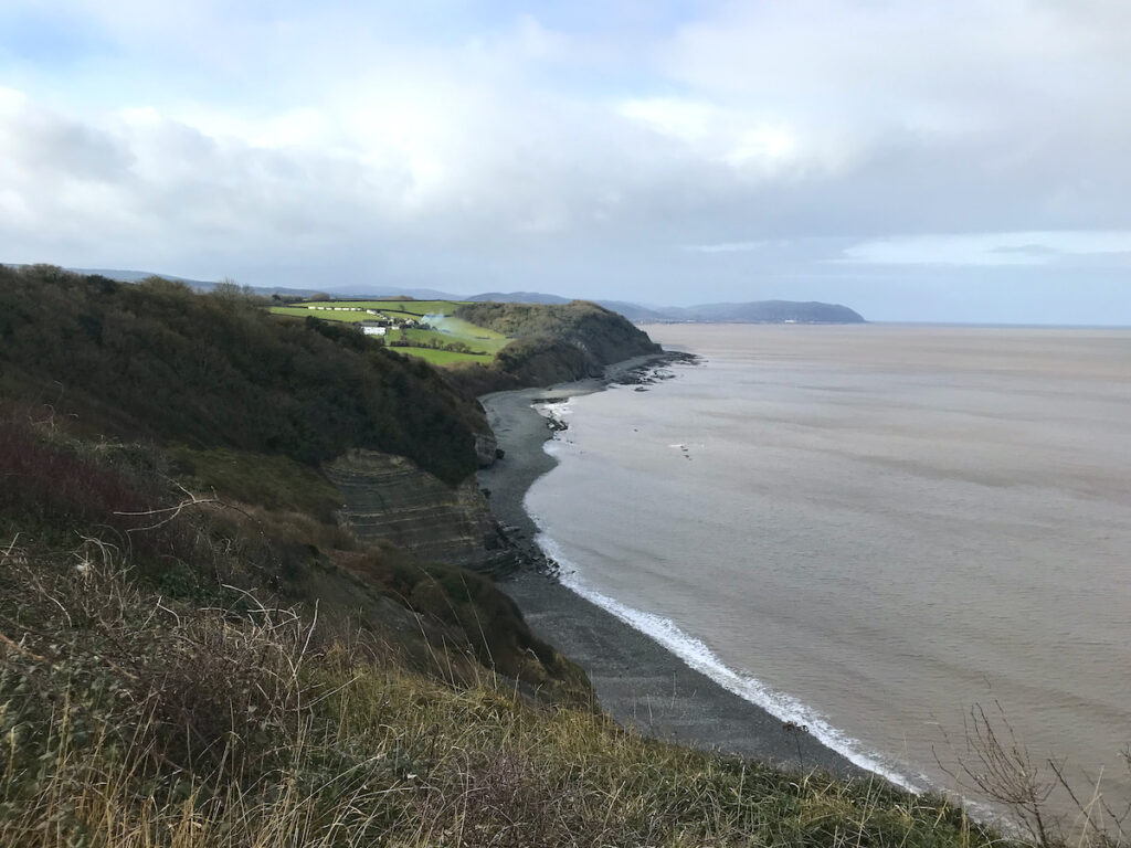 View from Daws Castle, Watchet, Somerset, looking west towards Minehead.