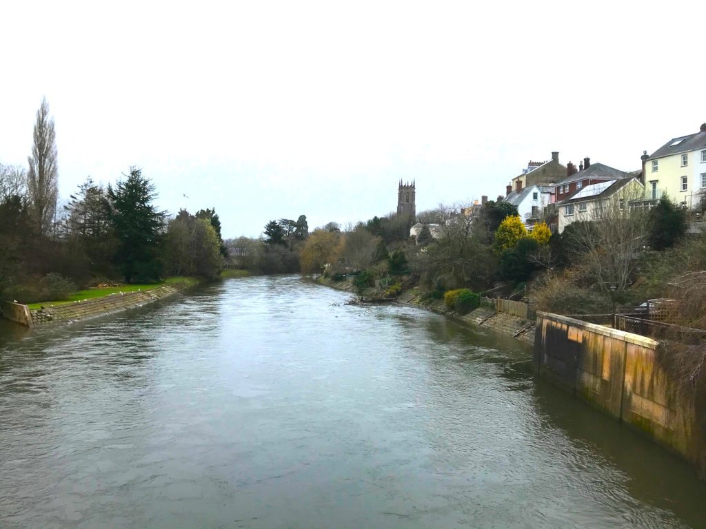 View north from the bridge at Tiverton, Devon