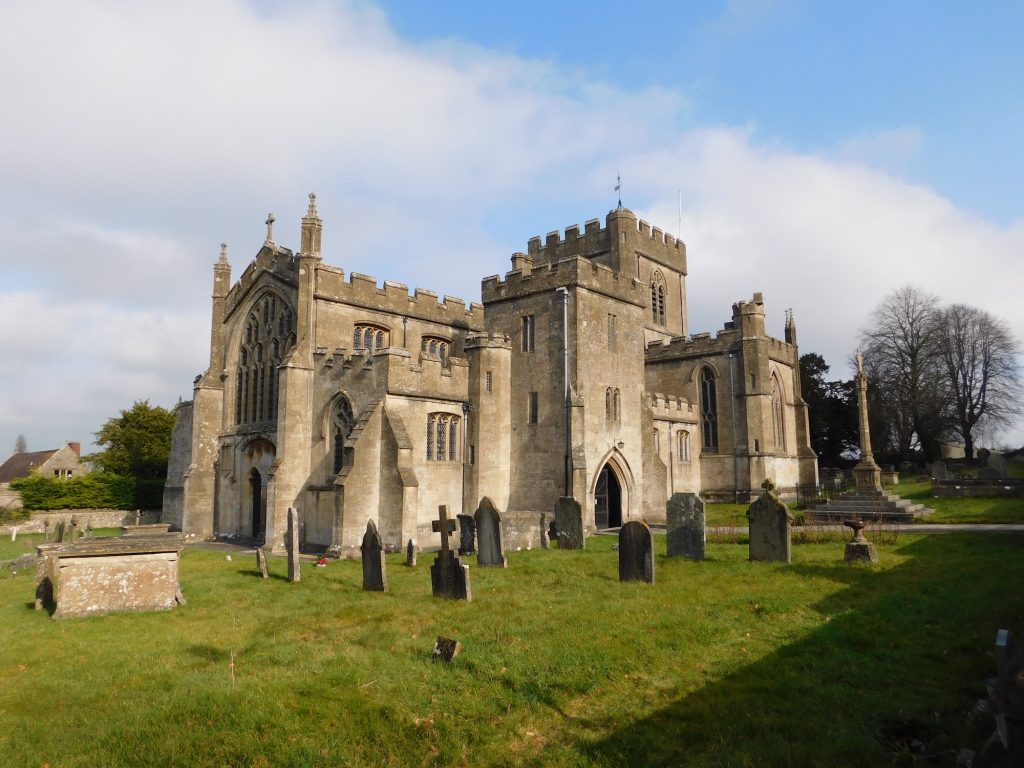 Edington Priory church, Wiltshire. It is plausible that the Battle of Ethandun was fought in the vicinity. King Alfred the Great defeated Guthrum and the Vikings in this battle.