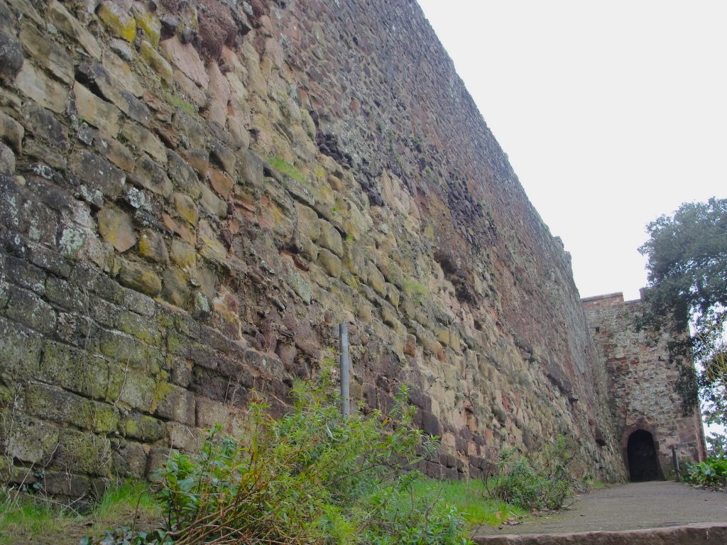 Walls at Exeter, Devon, where Saxon masonry found. The path leading up to Athelstan's Tower in Northernhay Gardens.