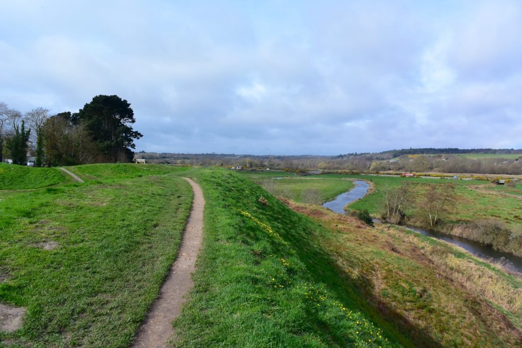 Wareham, the Purbecks, Dorset. The north stretch of the Saxon wall, with the River Piddle disappearing off to the west.