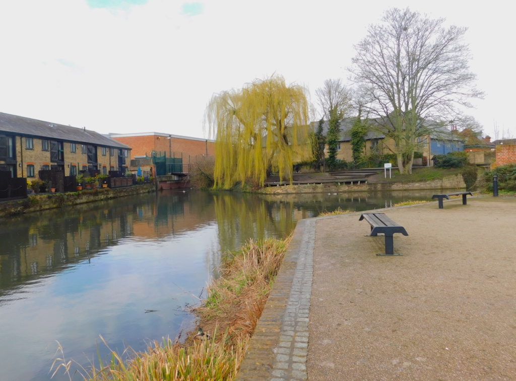 The River Lea dividing near Bull Plain, Hertford.