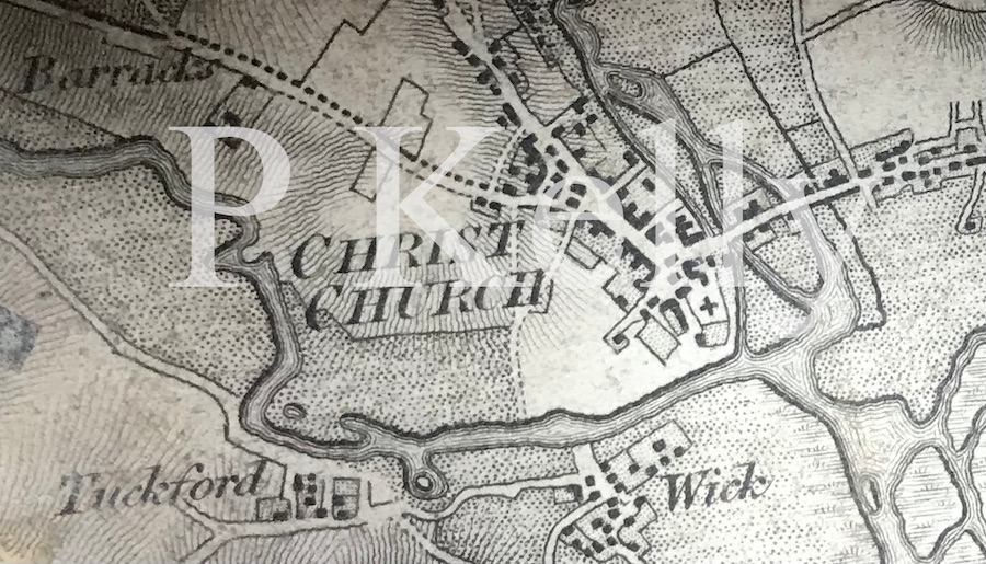 Map of Christchurch, Dorset. Mudge 1811