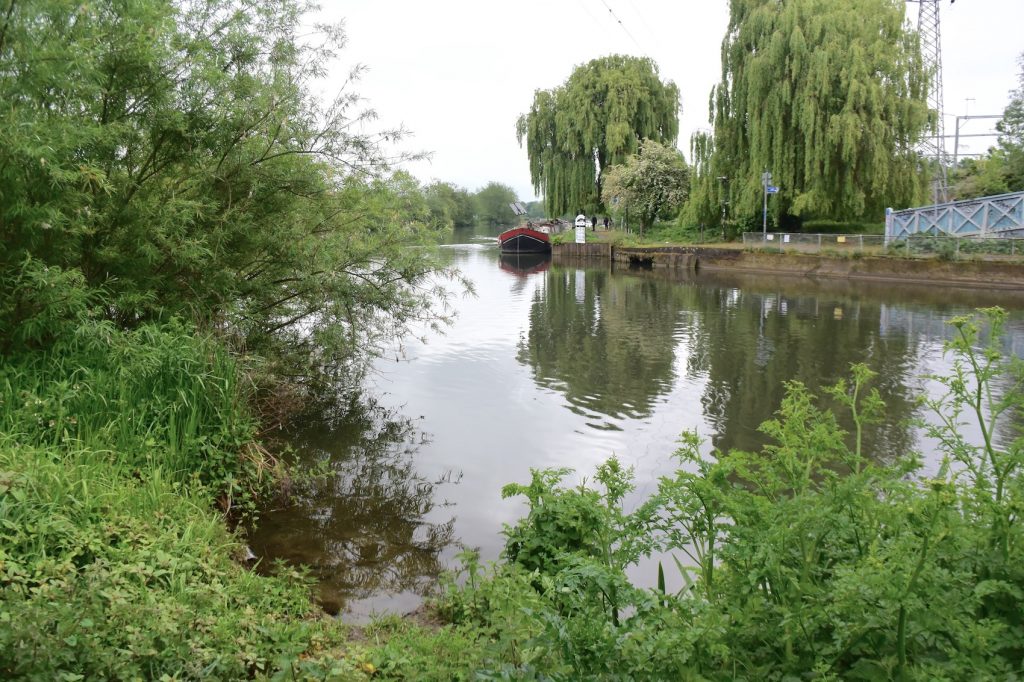 Reading, Berkshire. Standing right at the confluence of the Thames and the River Kennet (looking west up the Thames)