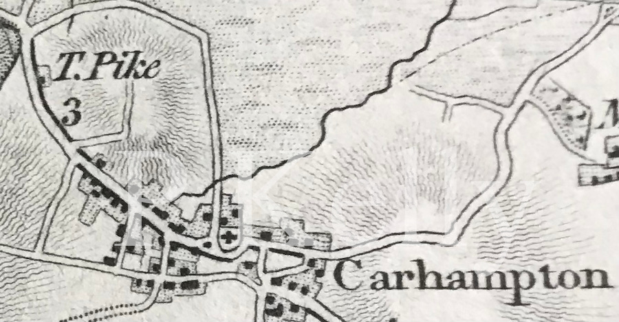 Carhampton, Somerset. Detail from map by Mudge, 1809